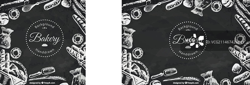 黑板效果手绘面包店产品背景图片素材
