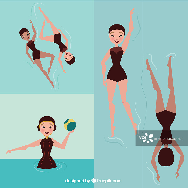 游泳的女孩图片素材