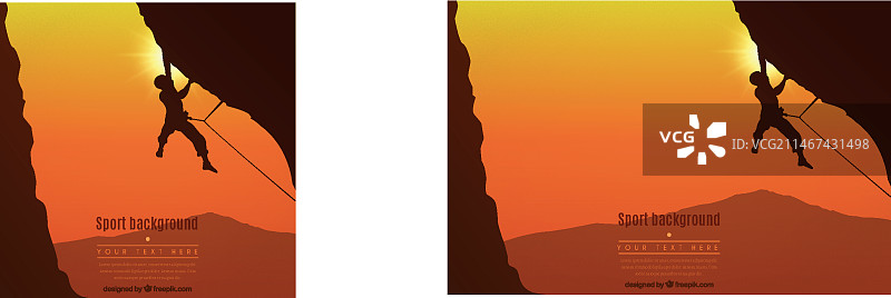 日落背景下的登山者图片素材