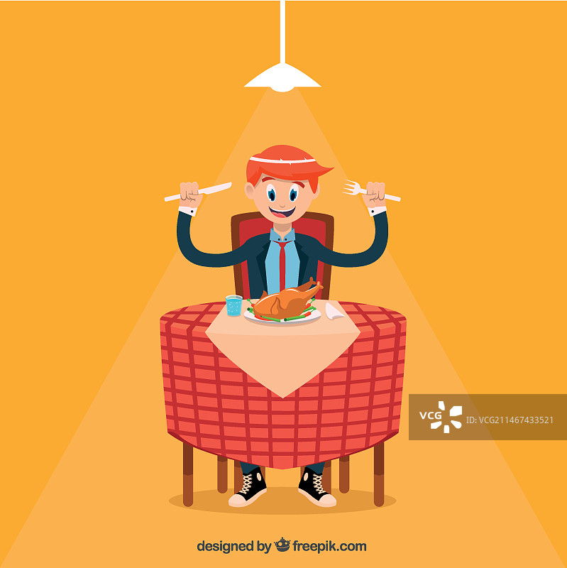 男孩在餐厅吃饭图片素材