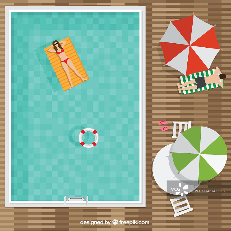 俯视角度的泳池背景图片素材