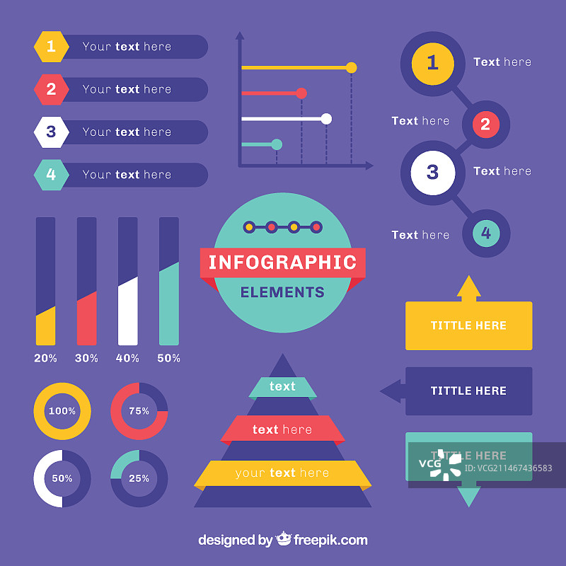 扁平化设计的彩色信息图元素图片素材