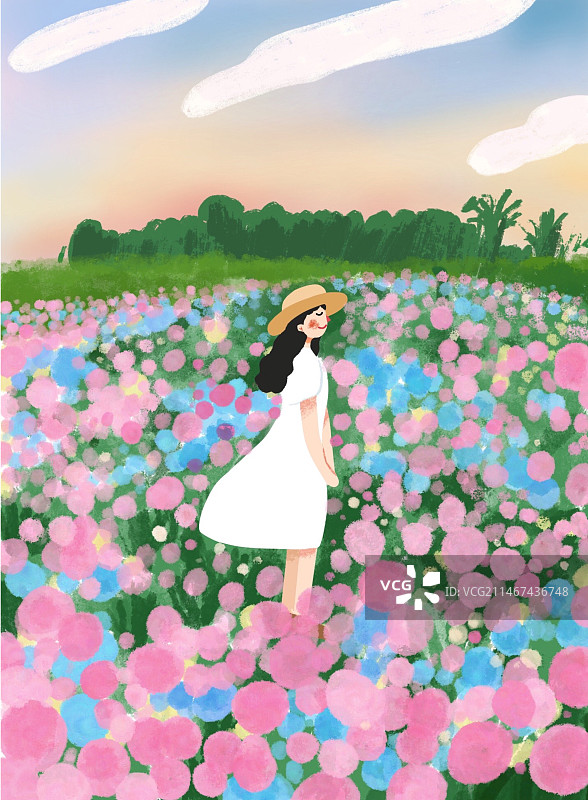 绣球花丛中吹风图片素材