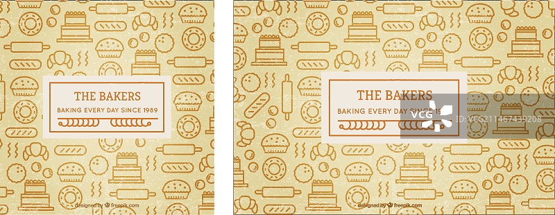 手绘复古面包店元素背景图片素材