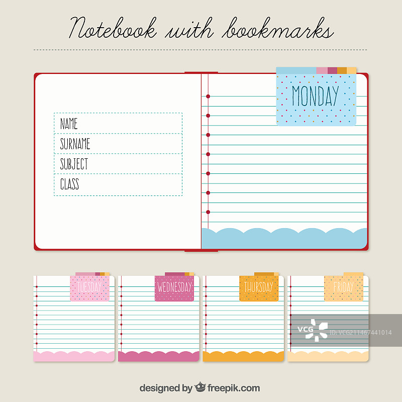 整理一周计划的笔记本和笔记图片素材