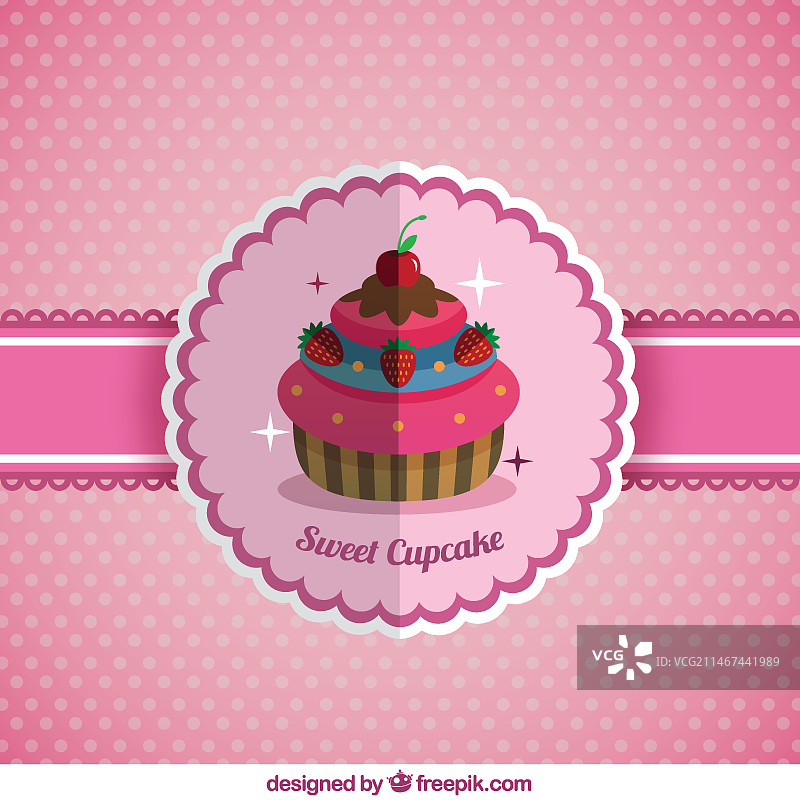 扁平风格的美味纸杯蛋糕背景图片素材