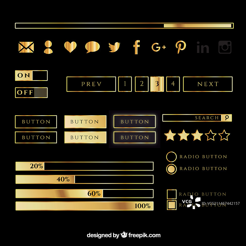 网页的纽扣和社交图标图片素材