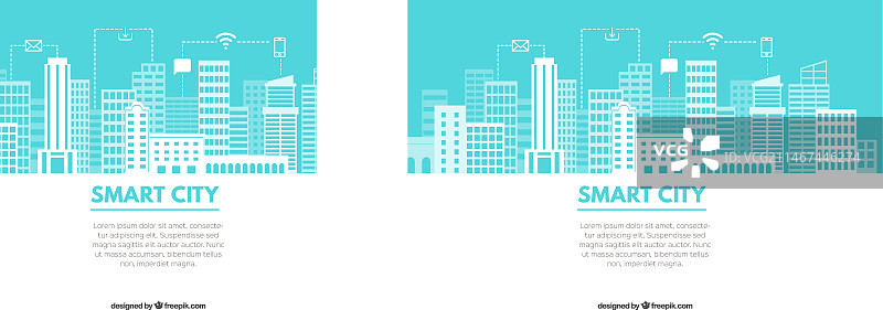 带有科技城市的浅蓝色背景图片素材