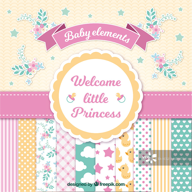 女宝宝派对卡片图片素材