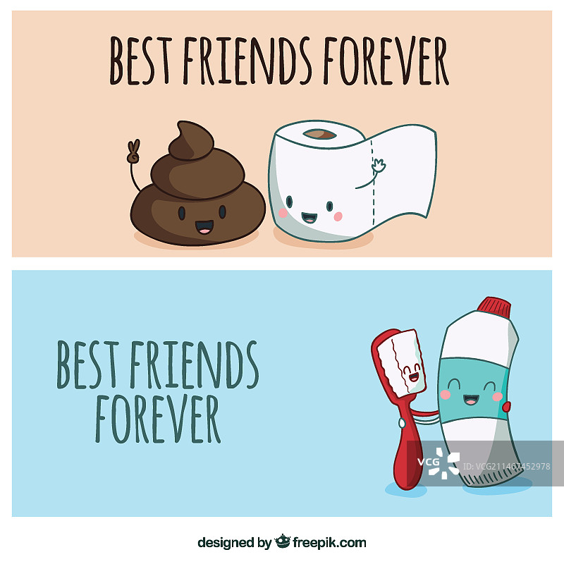 手绘形影不离的朋友横幅图片素材