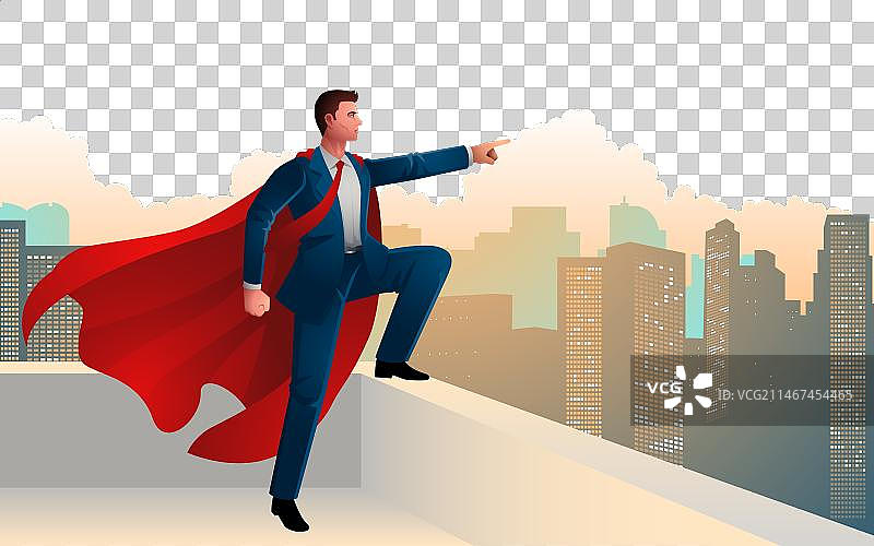 站在顶端的超级英雄商人图片素材