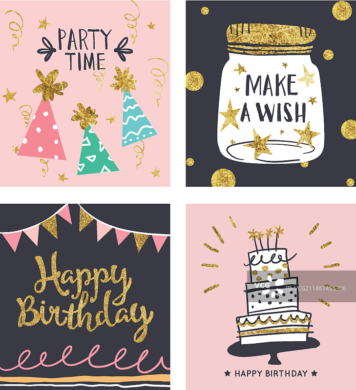 复古生日贺卡装饰合集图片素材