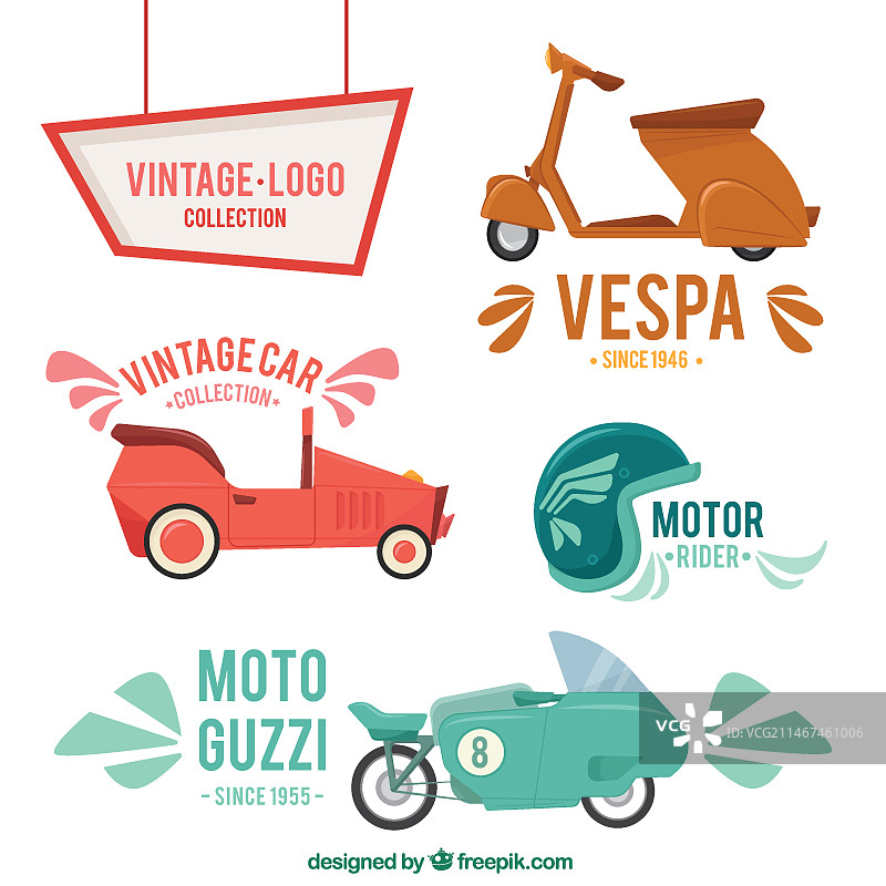 复古风格摩托车合集图片素材