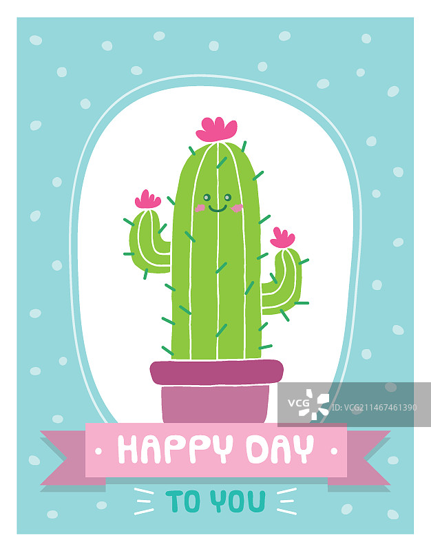 手绘可爱仙人掌卡片图片素材