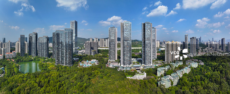 广东省深圳市南山区燕晗山郊野公园华侨城欢乐谷航拍图片素材