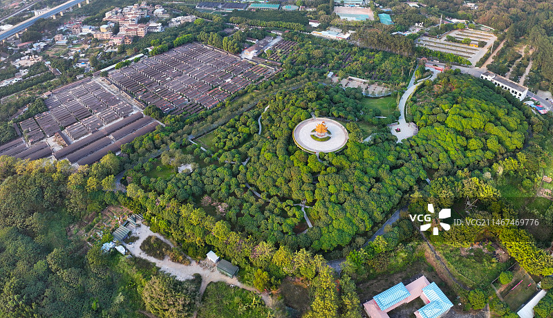 广东省深圳市光明区农场大观园光明高尔夫球会航拍图片素材