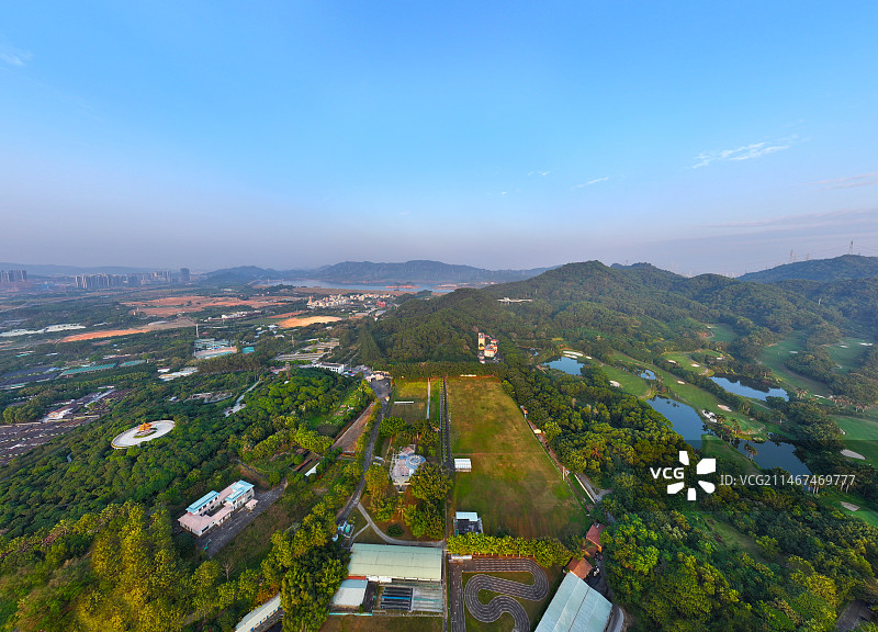 广东省深圳市光明区农场大观园光明高尔夫球会航拍图片素材