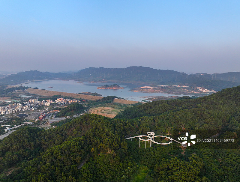 广东省深圳市光明区农场大观园光明高尔夫球会航拍图片素材