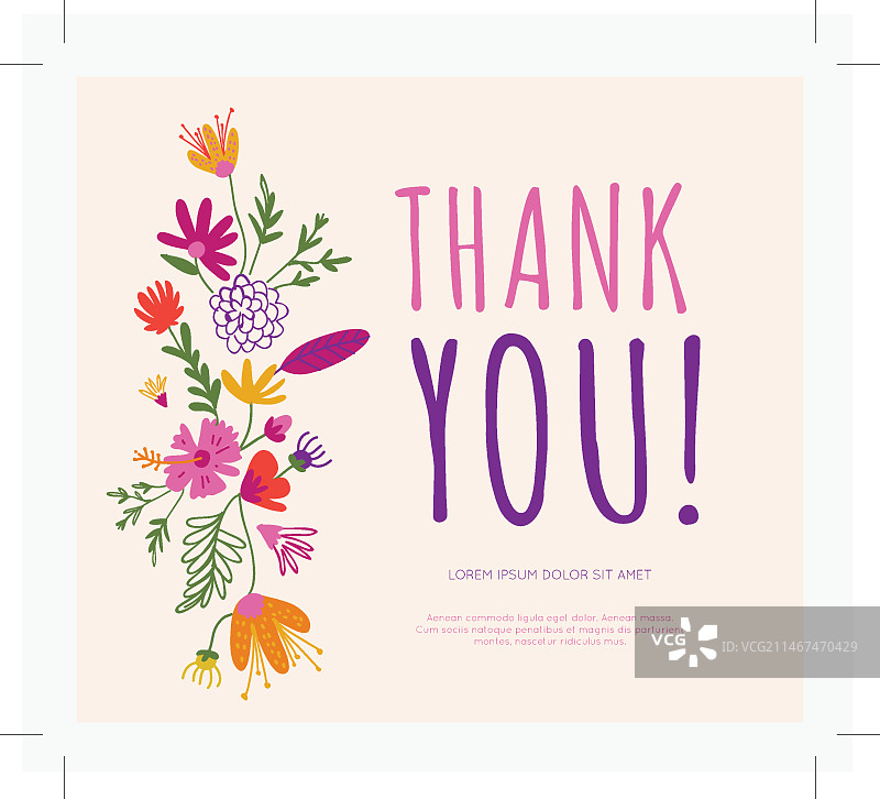 鲜花装饰的感谢卡片图片素材