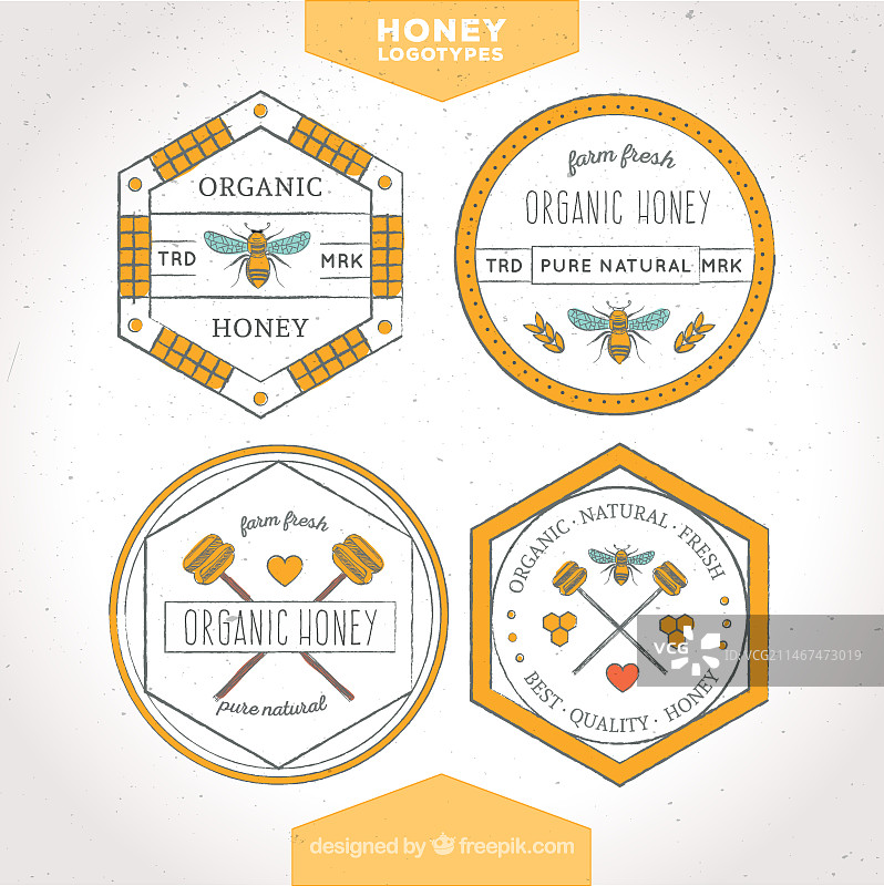 纯天然蜂蜜标志合集图片素材