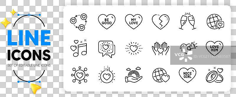 网页上的约会女孩线性图标图片素材