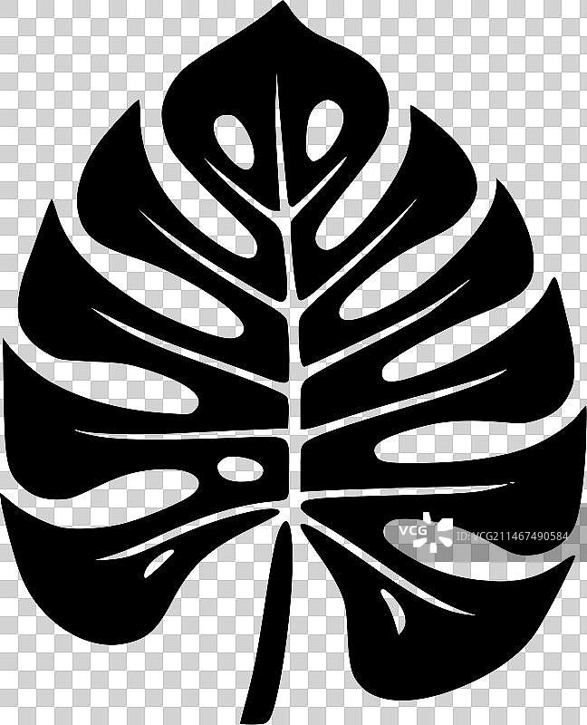 龟背竹极简扁平风格标志图片素材