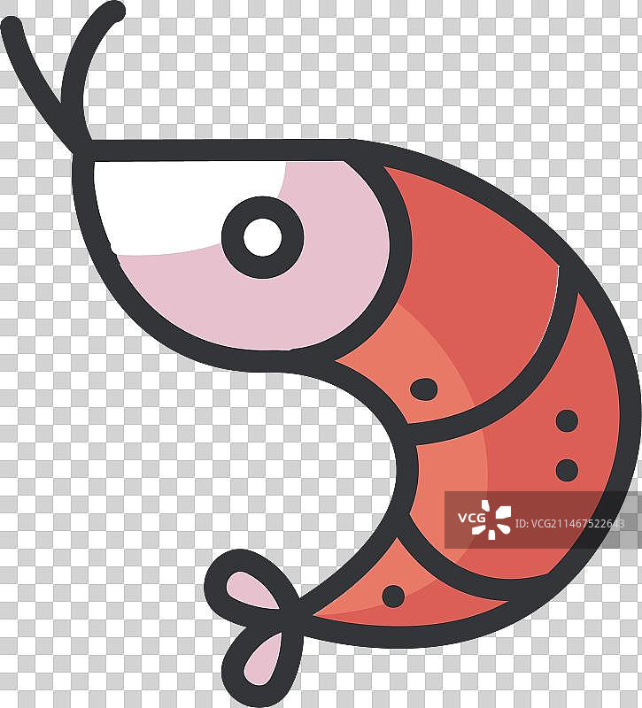 扁平风鲜虾卡通图标图片素材