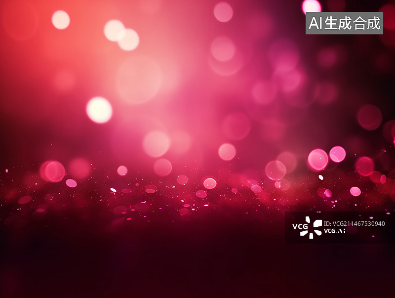 【AI数字艺术】闪耀的红色闪光圣诞背景,抽象散景发光场景插图图片素材