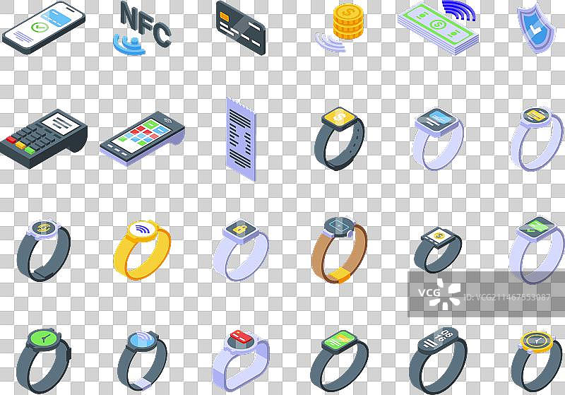 带智能手表图标的等距支付图片素材