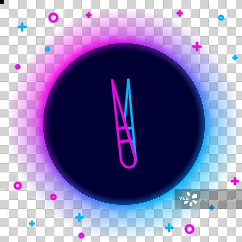 发光霓虹灯眉毛镊子图标图片素材