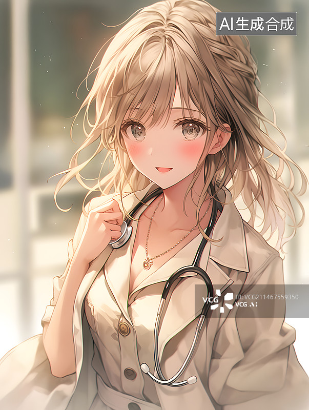 【AI数字艺术】美丽的女医生卡通图片素材