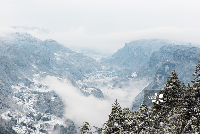 白马山雪景图片素材