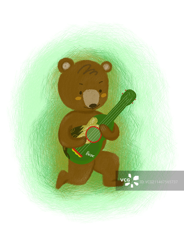 弹吉他的熊图片素材