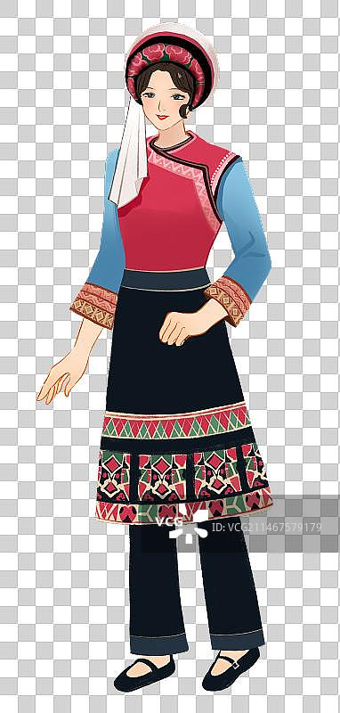 少数民族白族女孩人物传统文化插画元素图片素材