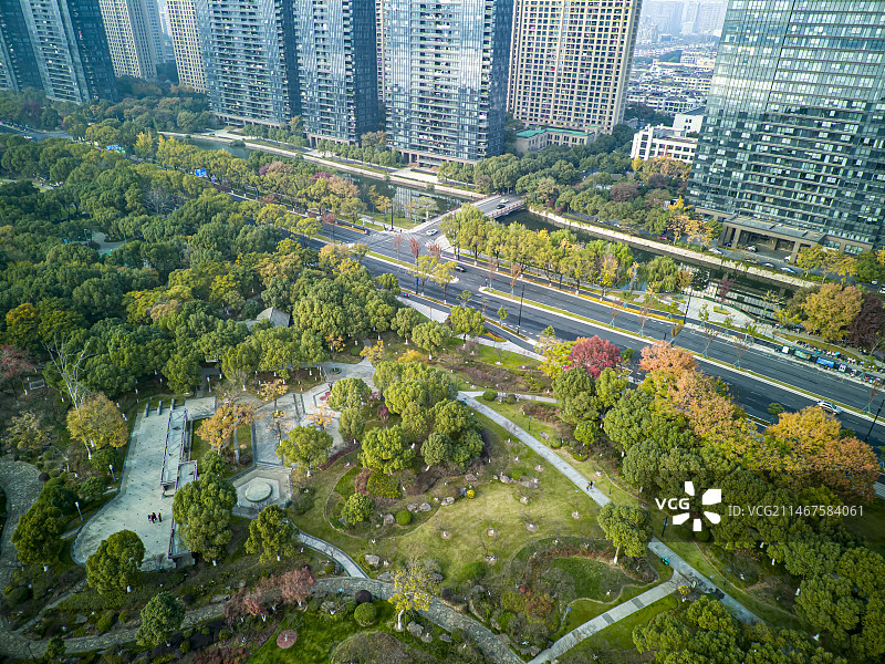 深秋的城市绍兴柯桥图片素材