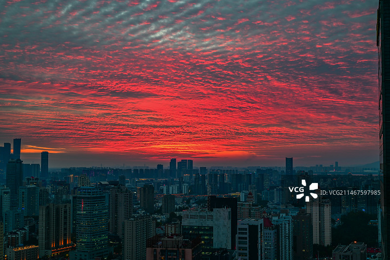 城市火烧云图片素材