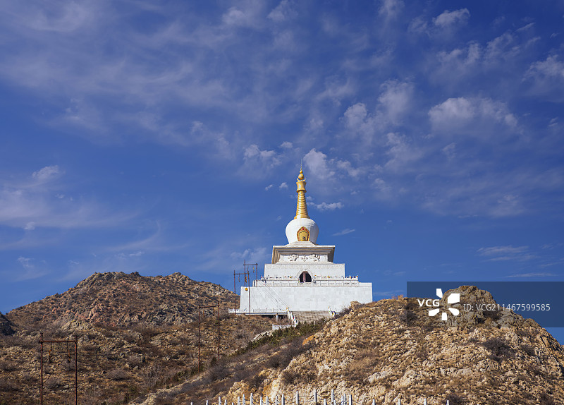 内蒙古包头土默特右旗，美岱召山上宝丰塔。图片素材