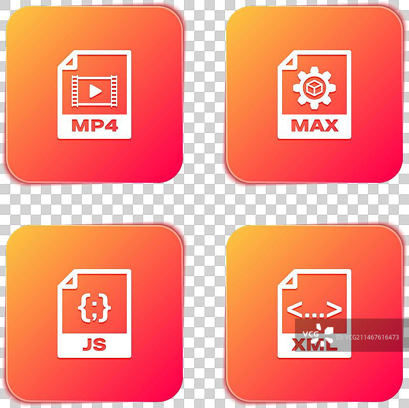 MP4文件文档与JS和XML图标图片素材