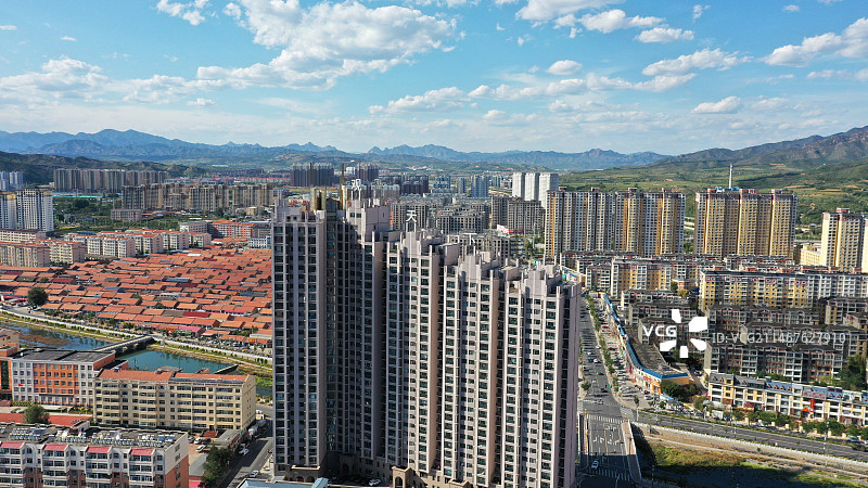 河北承德丰宁县城航拍图片素材