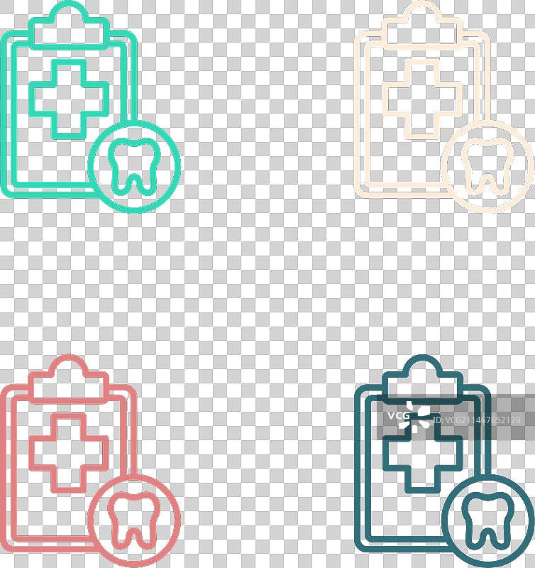 带有牙科卡的波普艺术线条剪贴板图片素材