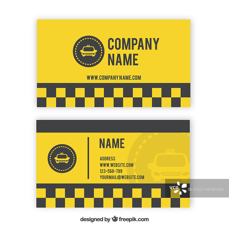 带方格的黄色出租车卡片图片素材