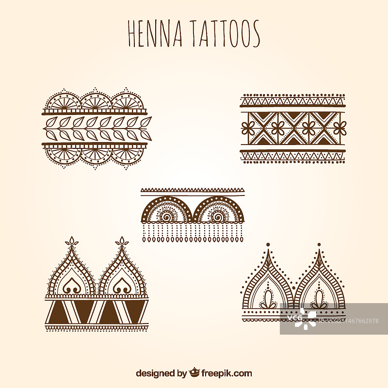 指甲花纹身图案集图片素材