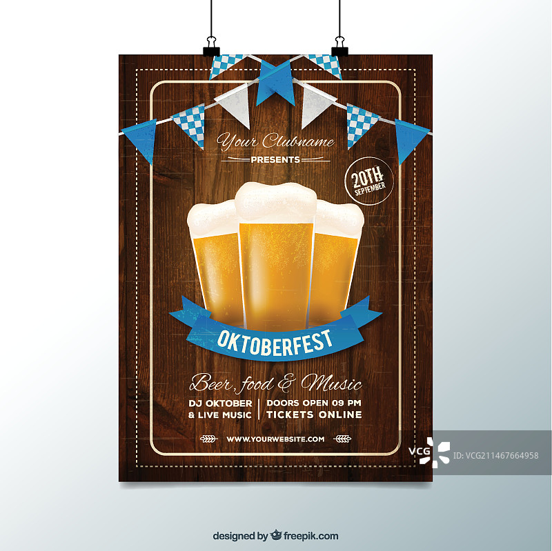 慕尼黑啤酒节木制海报图片素材
