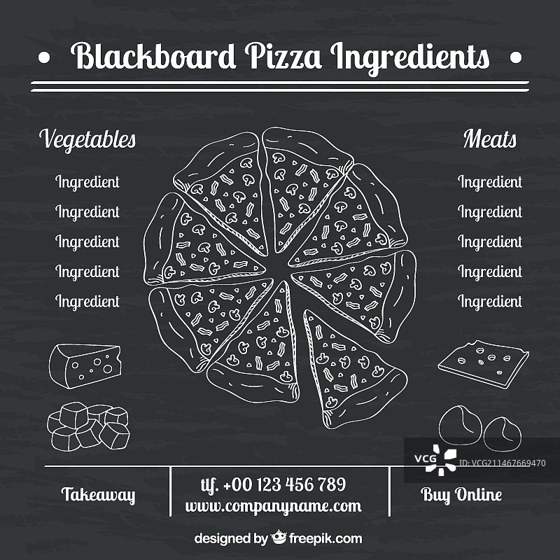 带有图画和配料的黑板图片素材