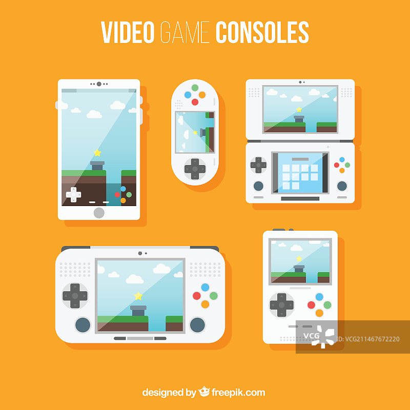 扁平化设计的游戏机合集图片素材