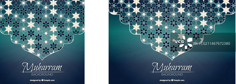 具有美丽抽象装饰的伊斯兰新年背景图片素材