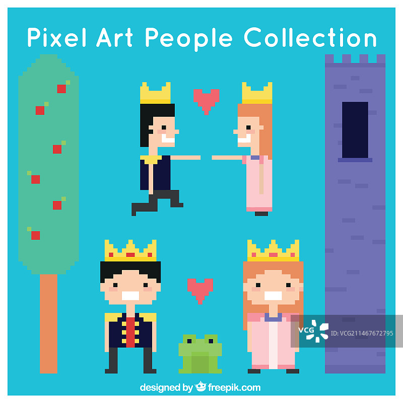 像素化公主和王子的故事元素图片素材