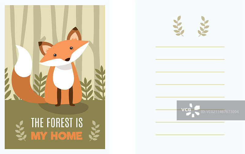 带有讯息的精美复古狐狸卡片图片素材