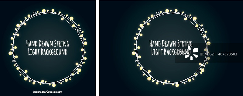 黑色背景上的美丽灯串图片素材