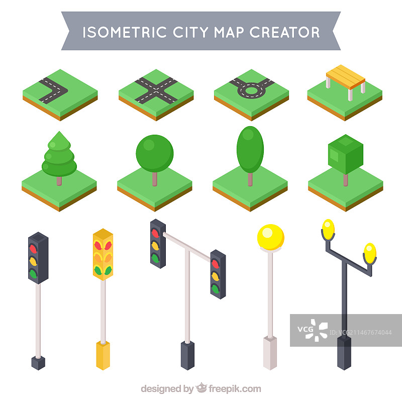 用于装饰城市的等距元素合集图片素材